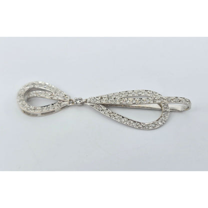 10K White Gold Drop Dangle Motion Diamond Charm Pendant