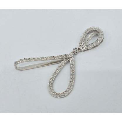10K White Gold Drop Dangle Motion Diamond Charm Pendant