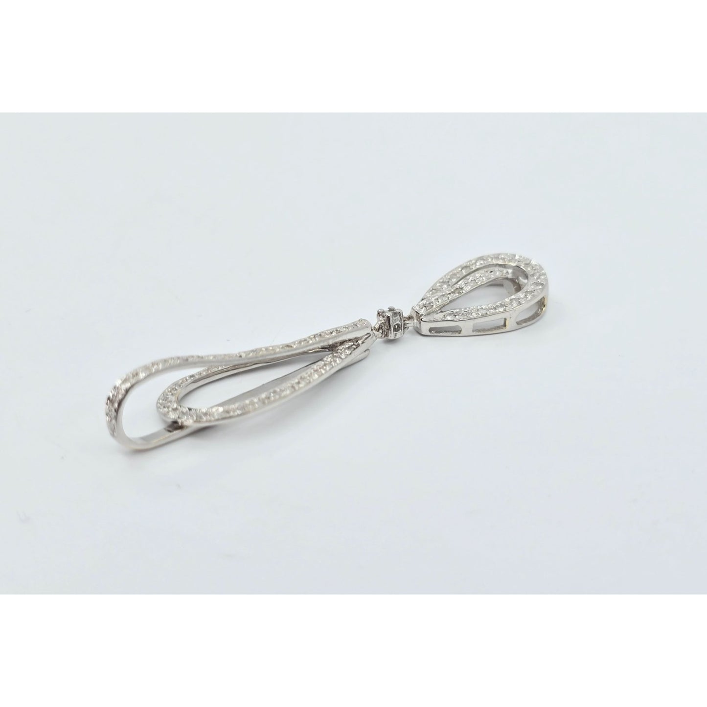 10K White Gold Drop Dangle Motion Diamond Charm Pendant
