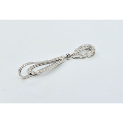 10K White Gold Drop Dangle Motion Diamond Charm Pendant
