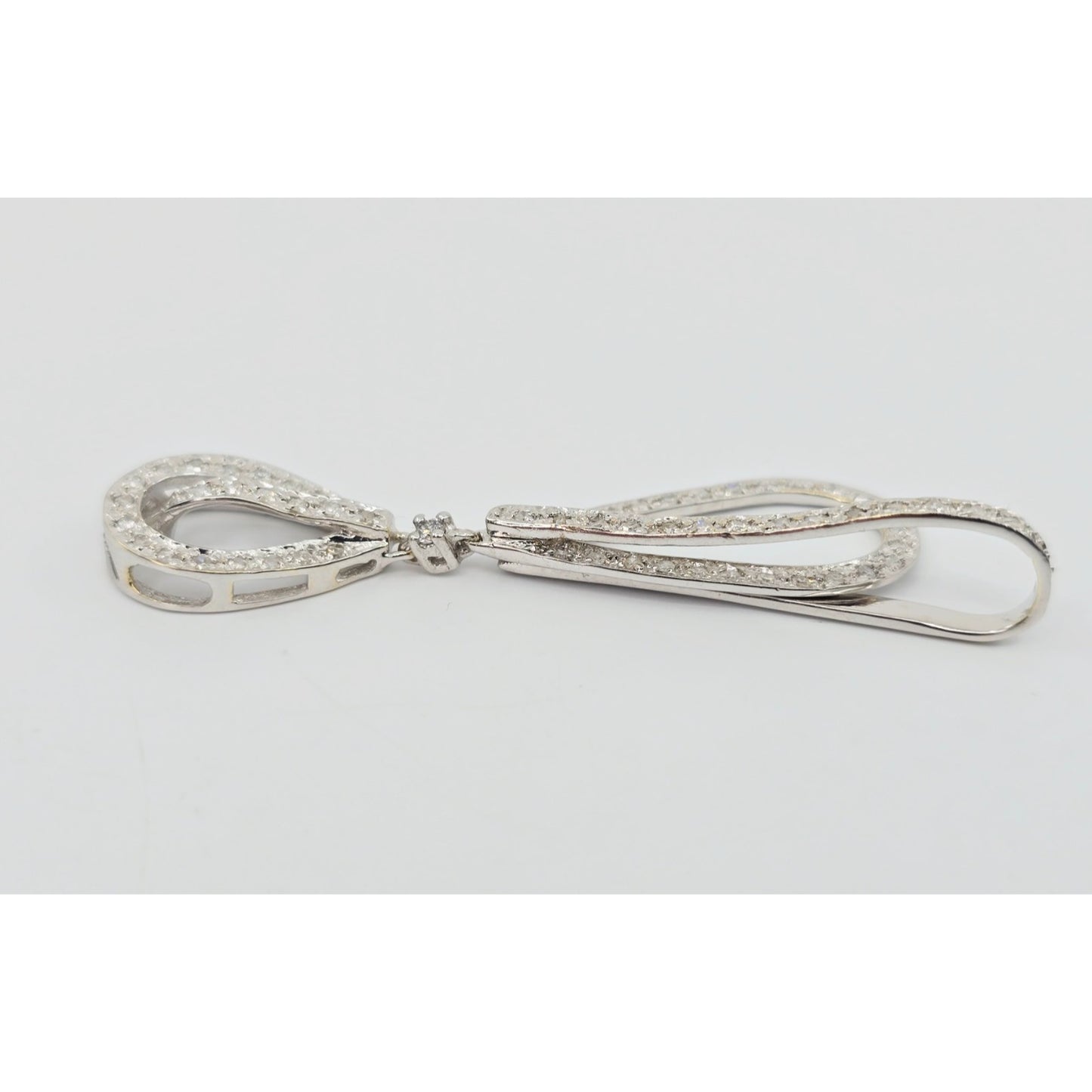 10K White Gold Drop Dangle Motion Diamond Charm Pendant