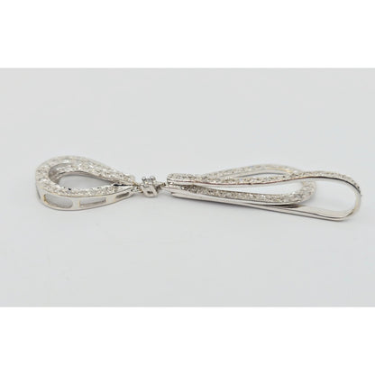 10K White Gold Drop Dangle Motion Diamond Charm Pendant