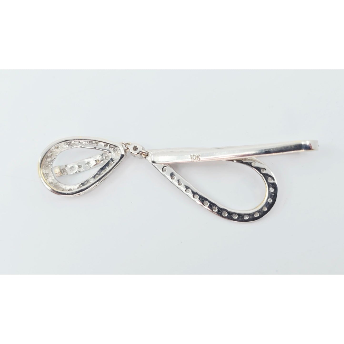 10K White Gold Drop Dangle Motion Diamond Charm Pendant