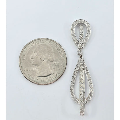 10K White Gold Drop Dangle Motion Diamond Charm Pendant