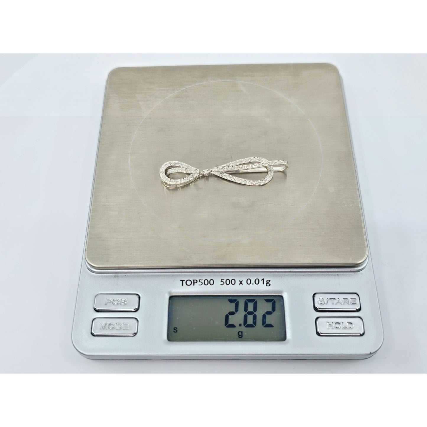 10K White Gold Drop Dangle Motion Diamond Charm Pendant
