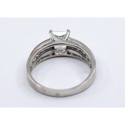 14K White Gold Princess Cut Invisible Setting CZ Engagement Ring