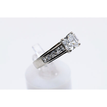 14K White Gold Princess Cut Invisible Setting CZ Engagement Ring