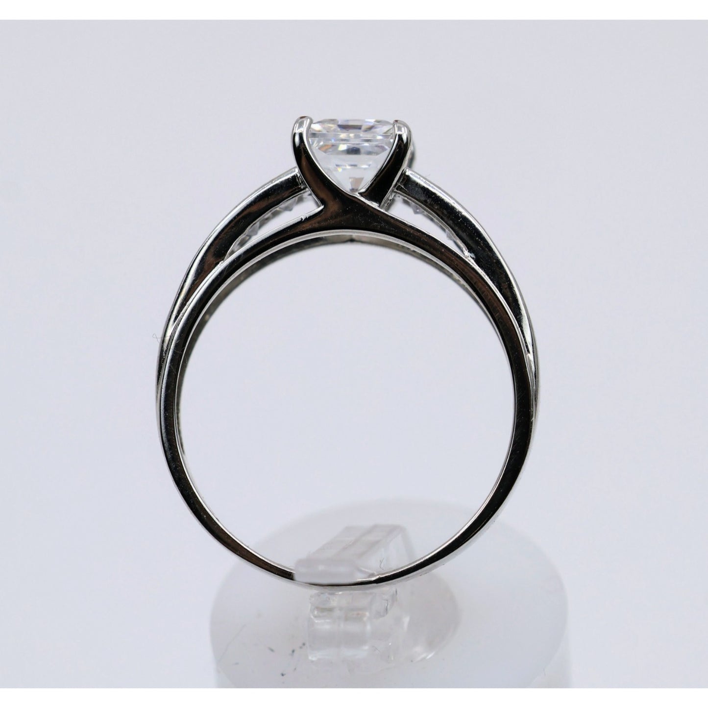 14K White Gold Princess Cut Invisible Setting CZ Engagement Ring