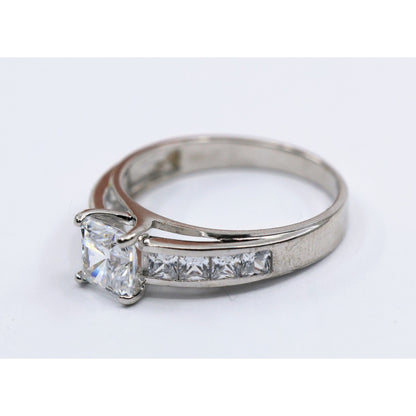 14K White Gold Princess Cut Invisible Setting CZ Engagement Ring