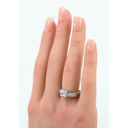 14K White Gold Princess Cut Invisible Setting CZ Engagement Ring