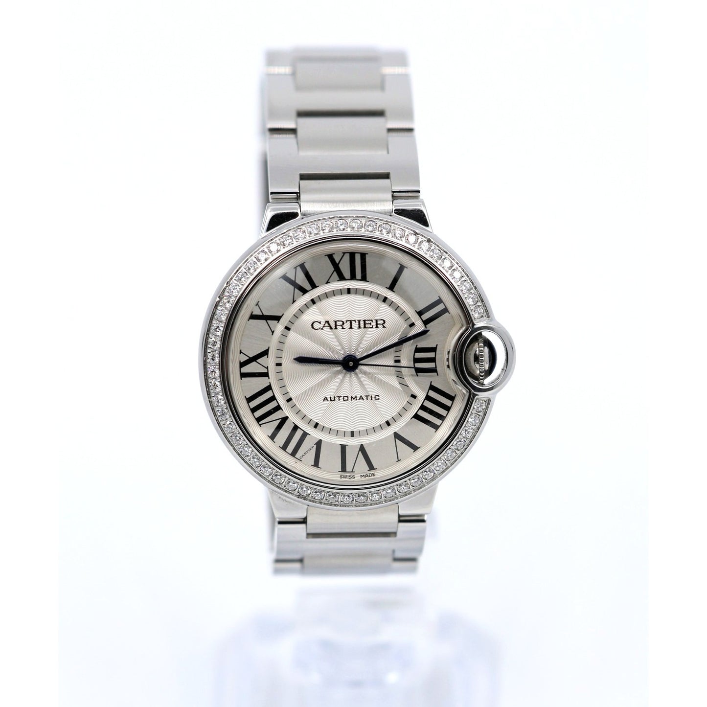 Cartier Ballon Bleu WSBB0048 36mm Automatic Custom Diamond Bezel Watch