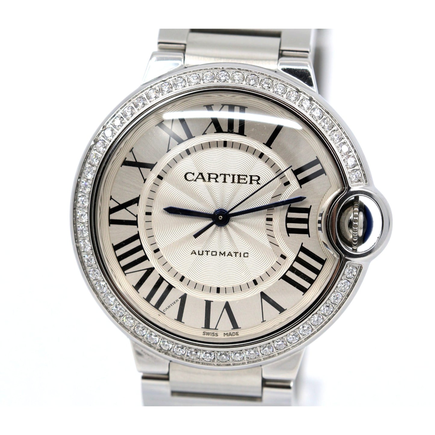 Cartier Ballon Bleu WSBB0048 36mm Automatic Custom Diamond Bezel Watch