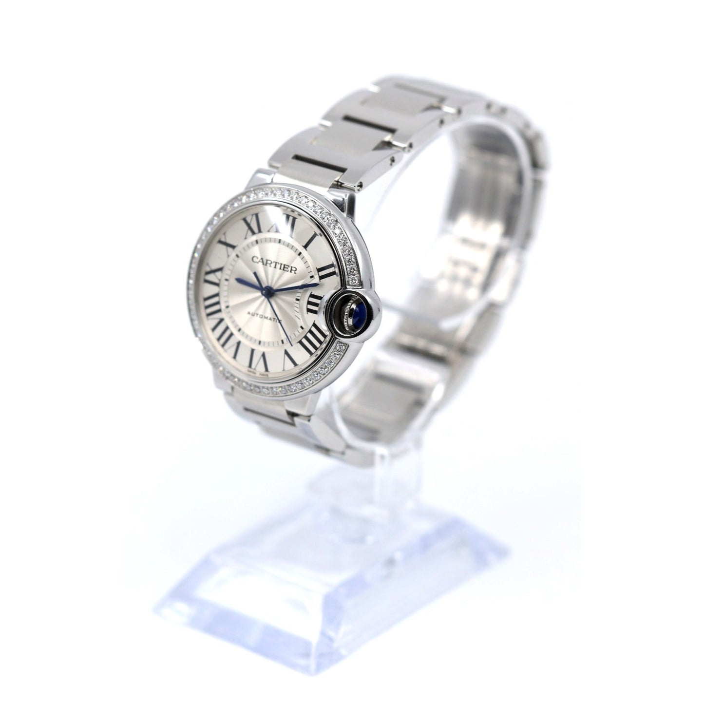 Cartier Ballon Bleu WSBB0048 36mm Automatic Custom Diamond Bezel Watch