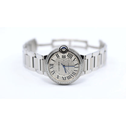 Cartier Ballon Bleu WSBB0048 36mm Automatic Custom Diamond Bezel Watch