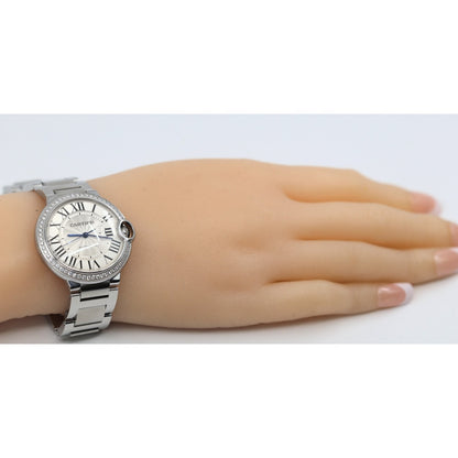 Cartier Ballon Bleu WSBB0048 36mm Automatic Custom Diamond Bezel Watch