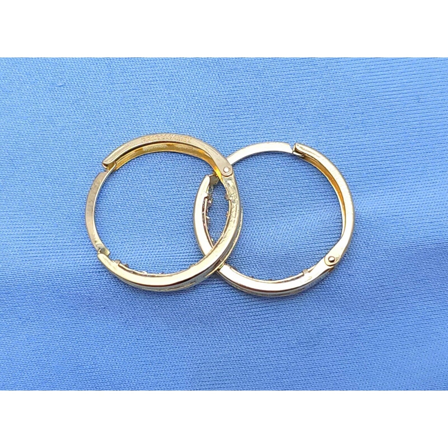 14K Yellow Gold Medium Sized Round Hoop CZ Earrings