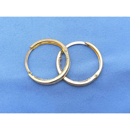 14K Yellow Gold Medium Sized Round Hoop CZ Earrings