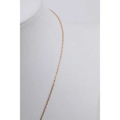 Thin 18K Rose Gold Quatrefoil Clover Double Ball Drop Lariat Pendant Necklace