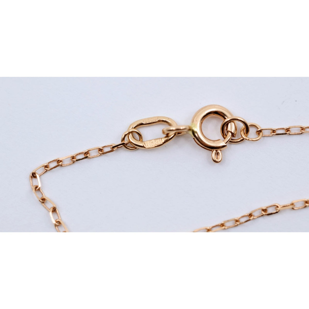 Thin 18K Rose Gold Quatrefoil Clover Double Ball Drop Lariat Pendant Necklace