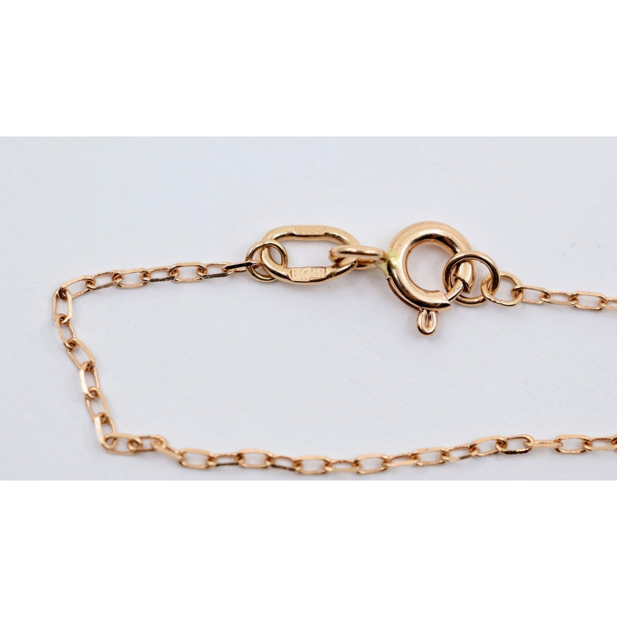 Thin 18K Rose Gold Quatrefoil Clover Double Ball Drop Lariat Pendant Necklace