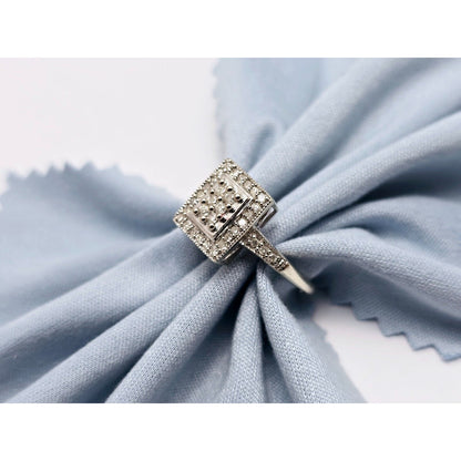 14K White Gold Diamond Square Shaped Cocktail Ring