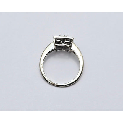 14K White Gold Diamond Square Shaped Cocktail Ring