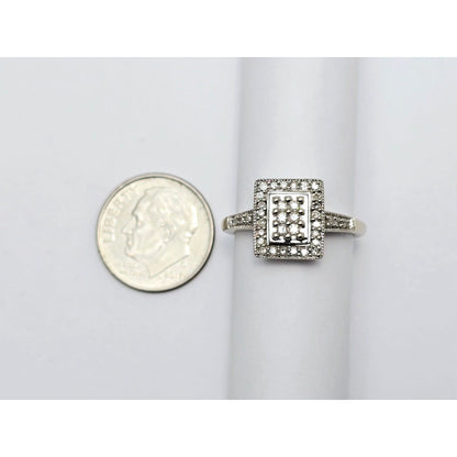 14K White Gold Diamond Square Shaped Cocktail Ring