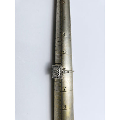 14K White Gold Diamond Square Shaped Cocktail Ring