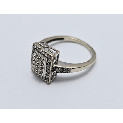 14K White Gold Diamond Square Shaped Cocktail Ring