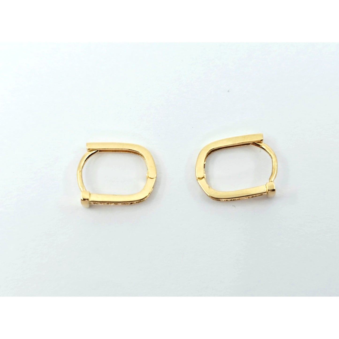 18K Yellow Gold Latch Back Hinge CZ Earrings
