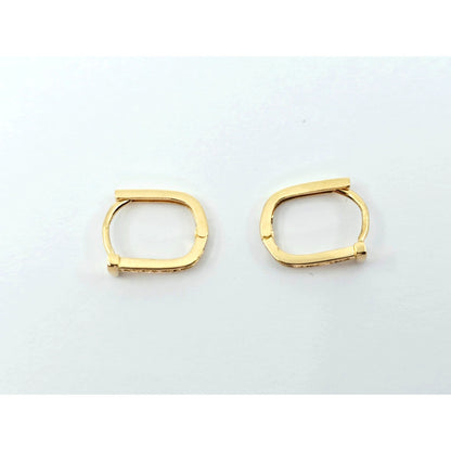 18K Yellow Gold Latch Back Hinge CZ Earrings