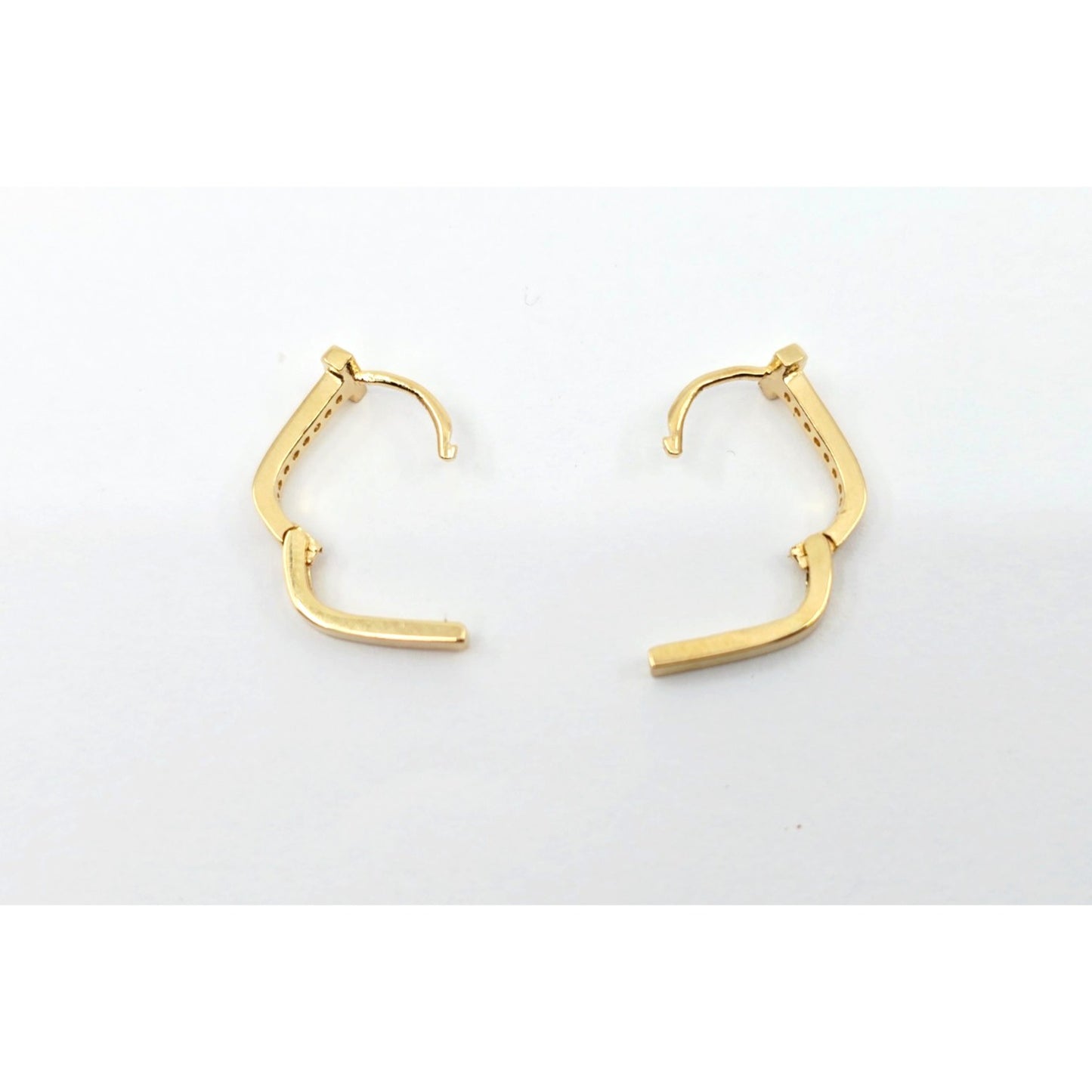 18K Yellow Gold Latch Back Hinge CZ Earrings