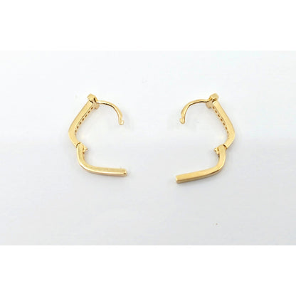 18K Yellow Gold Latch Back Hinge CZ Earrings