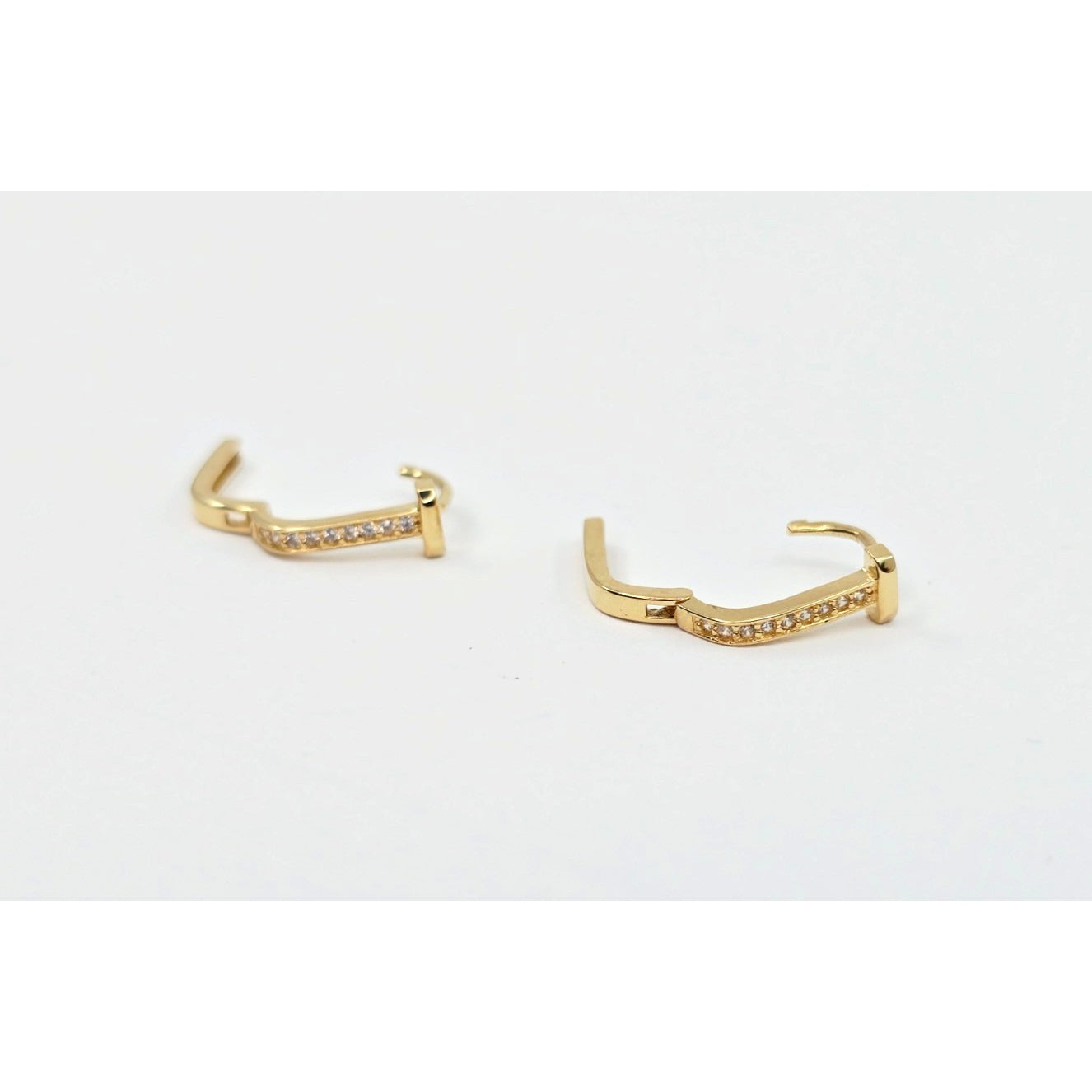 18K Yellow Gold Latch Back Hinge CZ Earrings