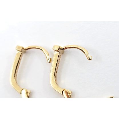 18K Yellow Gold Latch Back Hinge CZ Earrings