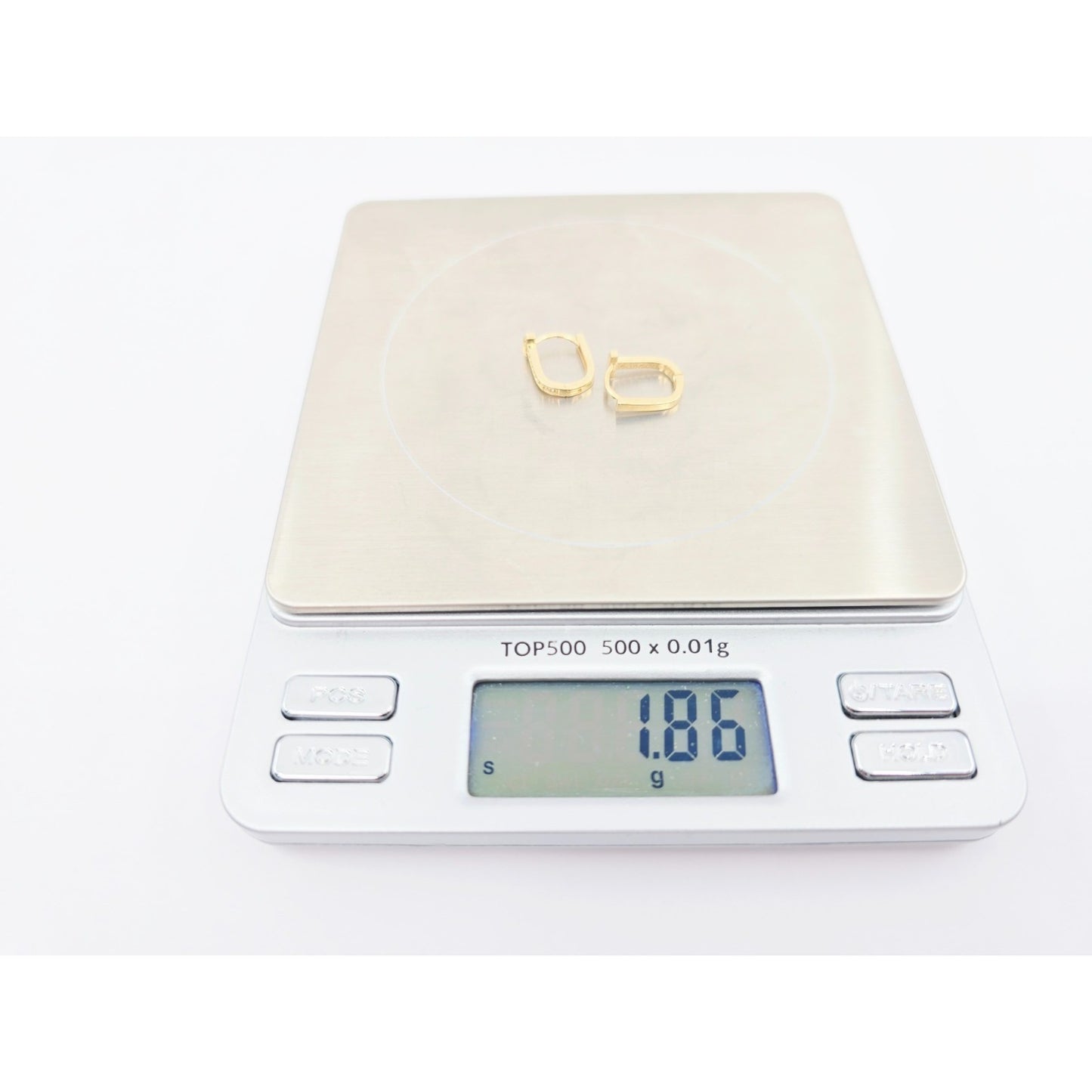 18K Yellow Gold Latch Back Hinge CZ Earrings