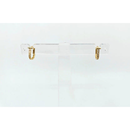 18K Yellow Gold Latch Back Hinge CZ Earrings
