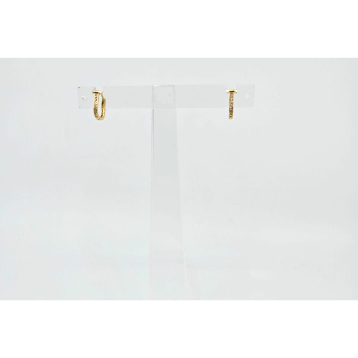 18K Yellow Gold Latch Back Hinge CZ Earrings