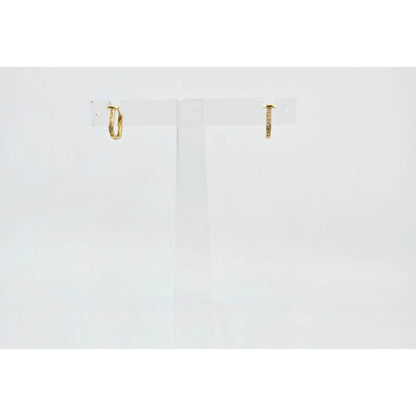 18K Yellow Gold Latch Back Hinge CZ Earrings
