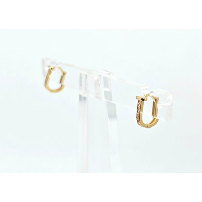 18K Yellow Gold Latch Back Hinge CZ Earrings