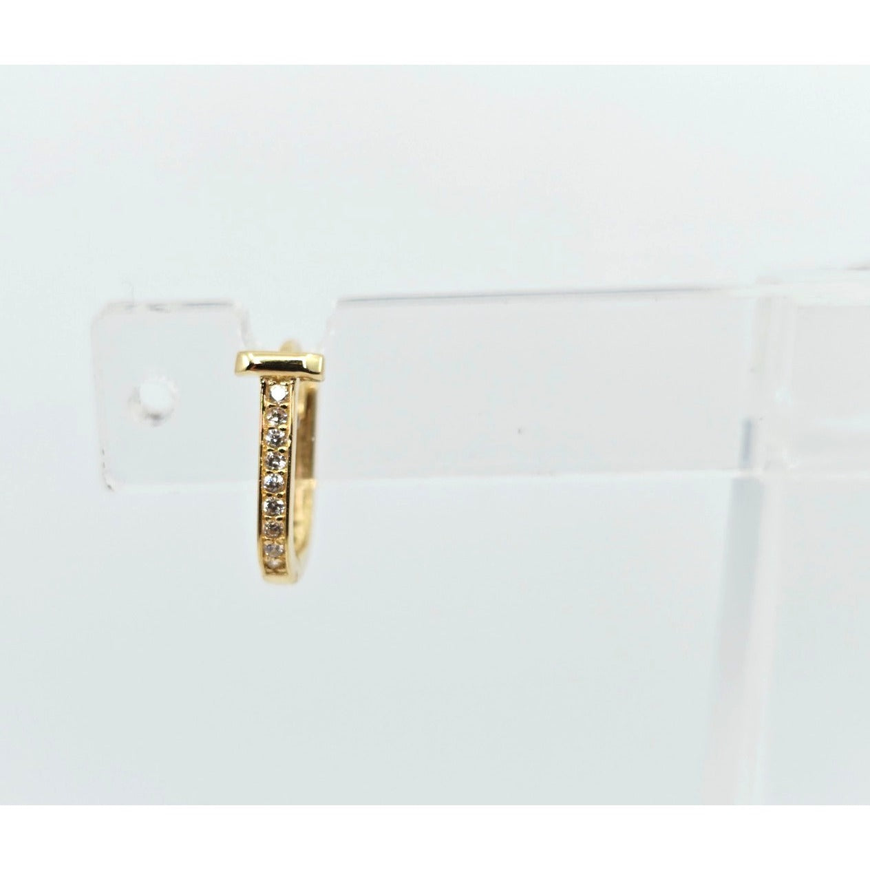 18K Yellow Gold Latch Back Hinge CZ Earrings