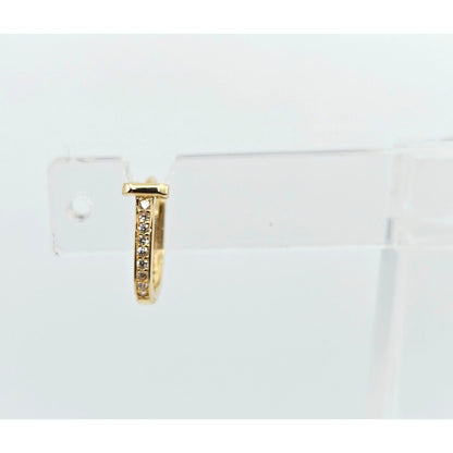 18K Yellow Gold Latch Back Hinge CZ Earrings