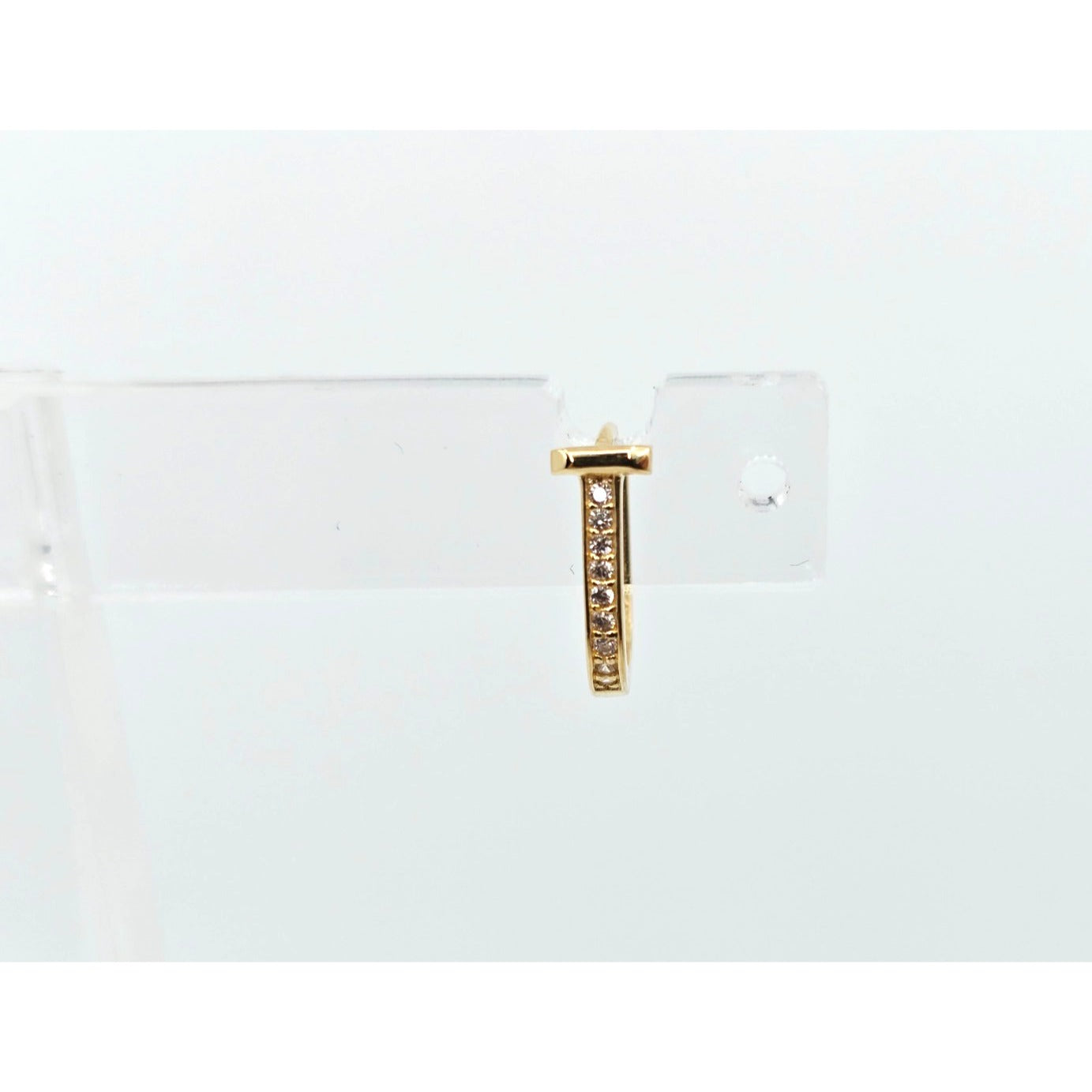 18K Yellow Gold Latch Back Hinge CZ Earrings