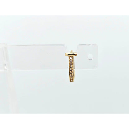 18K Yellow Gold Latch Back Hinge CZ Earrings