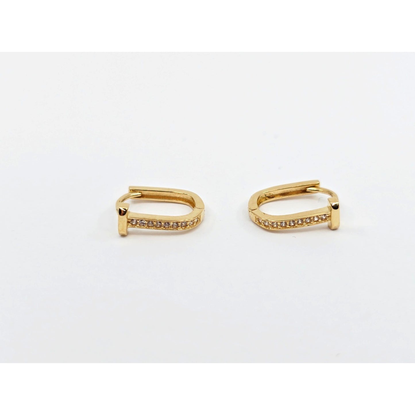 18K Yellow Gold Latch Back Hinge CZ Earrings