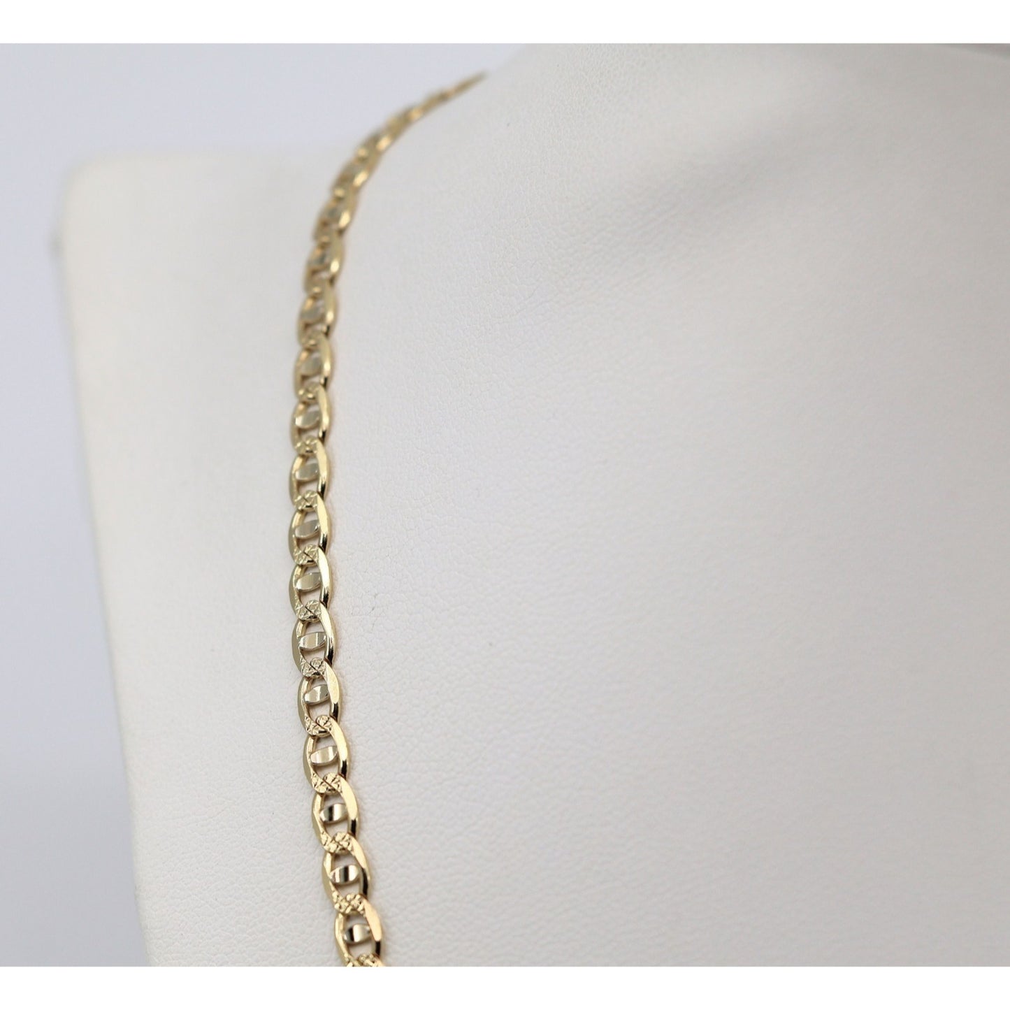 14K Yellow Gold Diamond Cut Mariner Anchor Link Chain Necklace