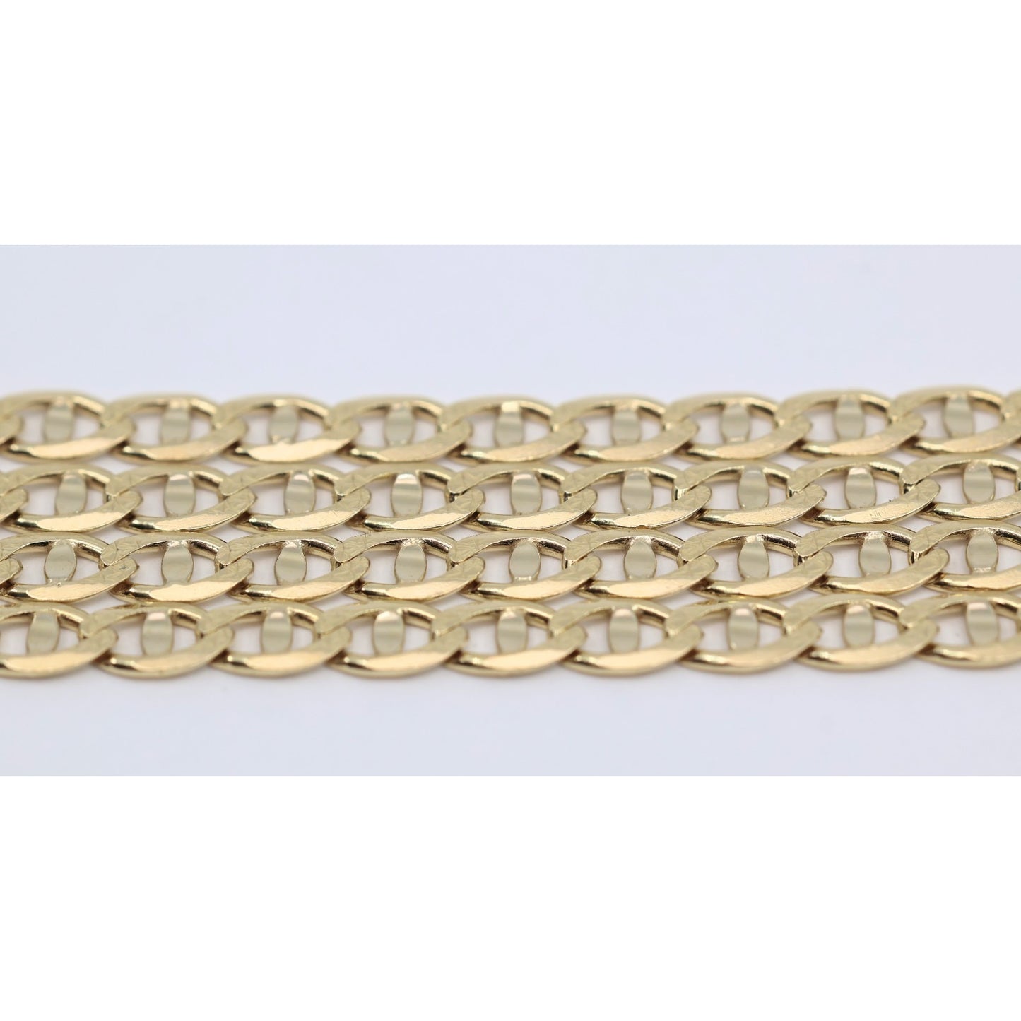 14K Yellow Gold Diamond Cut Mariner Anchor Link Chain Necklace