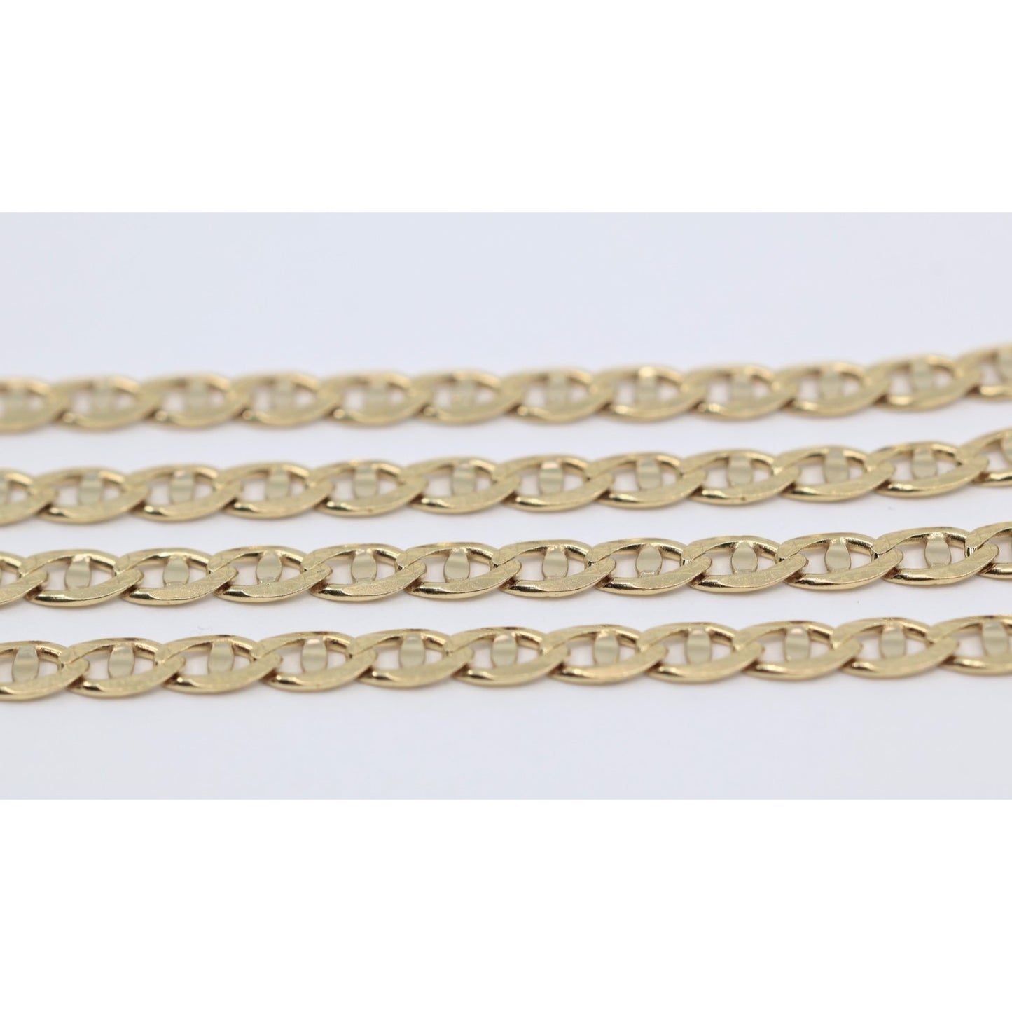 14K Yellow Gold Diamond Cut Mariner Anchor Link Chain Necklace