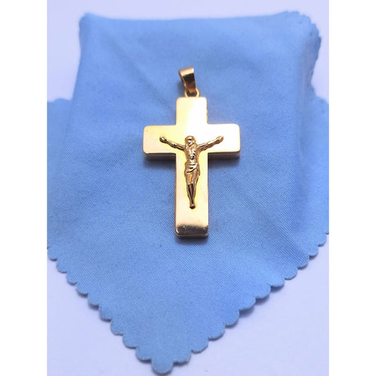 21K Yellow Gold Polished Jesus on Cross Charm Pendant