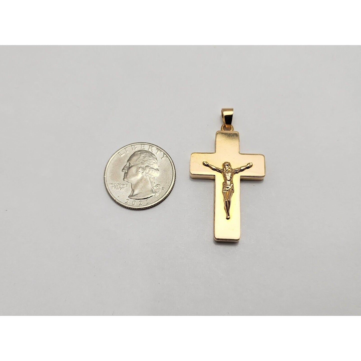 21K Yellow Gold Polished Jesus on Cross Charm Pendant